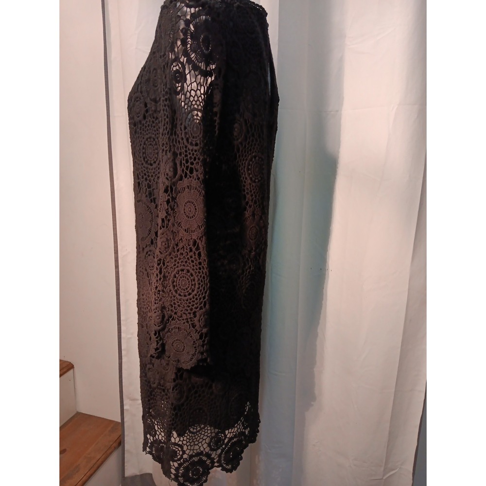 Zara Crochet Mini Dress Floral Black Retro Y2k - Picture 4 of 13